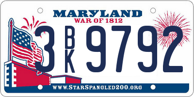 MD license plate 3BK9792