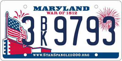 MD license plate 3BK9793