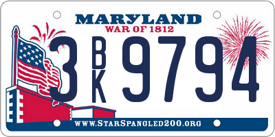 MD license plate 3BK9794