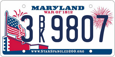 MD license plate 3BK9807