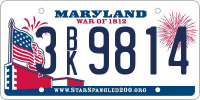 MD license plate 3BK9814