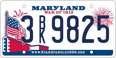 MD license plate 3BK9825