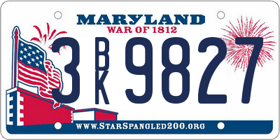 MD license plate 3BK9827