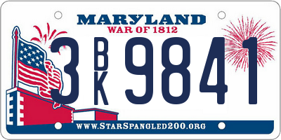 MD license plate 3BK9841