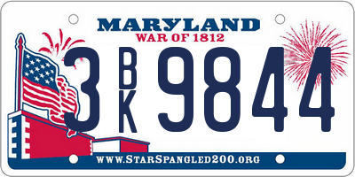 MD license plate 3BK9844