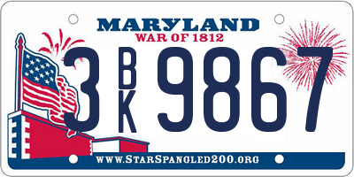 MD license plate 3BK9867