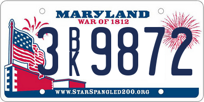 MD license plate 3BK9872