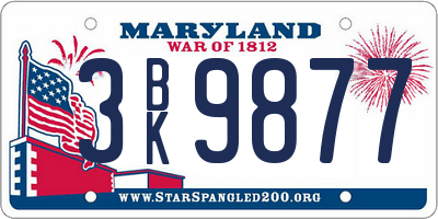 MD license plate 3BK9877