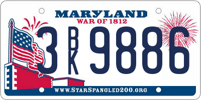 MD license plate 3BK9886
