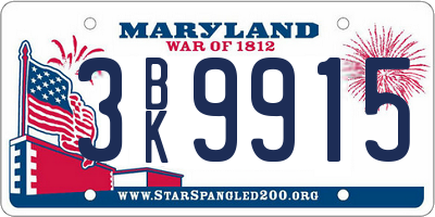 MD license plate 3BK9915