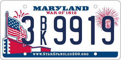 MD license plate 3BK9919