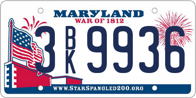 MD license plate 3BK9936