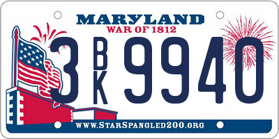 MD license plate 3BK9940