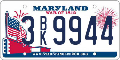 MD license plate 3BK9944