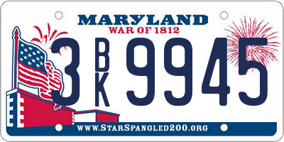 MD license plate 3BK9945
