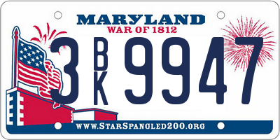 MD license plate 3BK9947