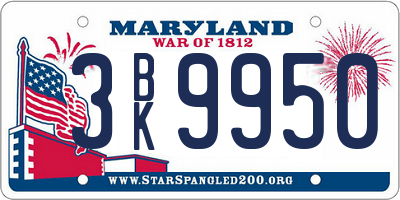 MD license plate 3BK9950