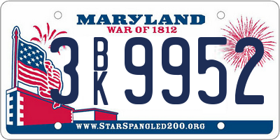 MD license plate 3BK9952