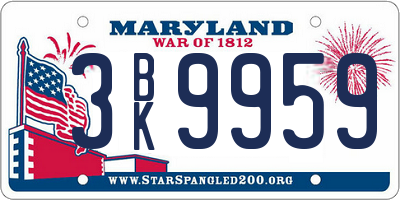 MD license plate 3BK9959