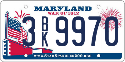 MD license plate 3BK9970