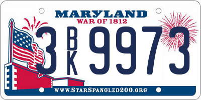 MD license plate 3BK9973