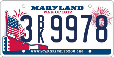 MD license plate 3BK9978