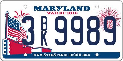 MD license plate 3BK9989
