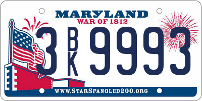 MD license plate 3BK9993