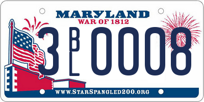 MD license plate 3BL0008