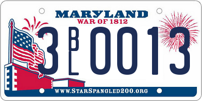 MD license plate 3BL0013