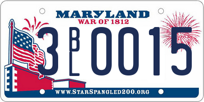 MD license plate 3BL0015