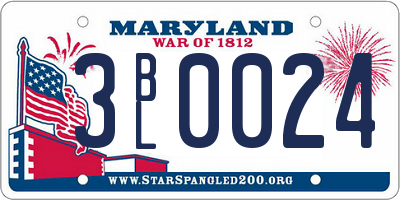 MD license plate 3BL0024