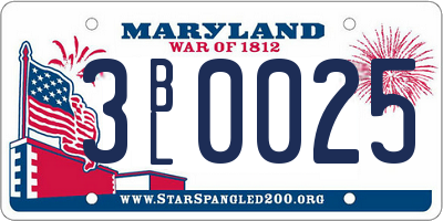 MD license plate 3BL0025