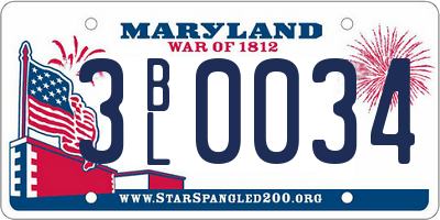 MD license plate 3BL0034