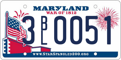 MD license plate 3BL0051