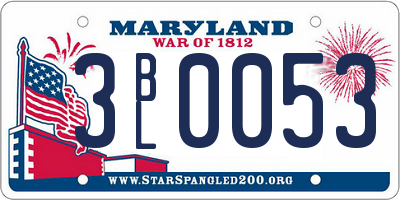 MD license plate 3BL0053