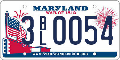 MD license plate 3BL0054