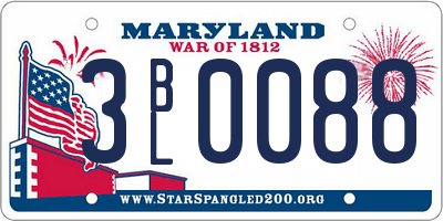 MD license plate 3BL0088