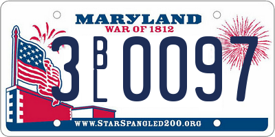MD license plate 3BL0097