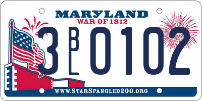 MD license plate 3BL0102