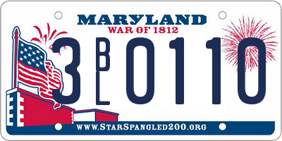 MD license plate 3BL0110