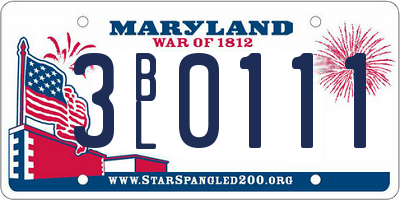 MD license plate 3BL0111