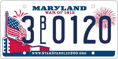 MD license plate 3BL0120