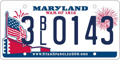 MD license plate 3BL0143