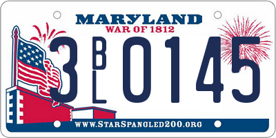 MD license plate 3BL0145