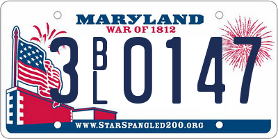 MD license plate 3BL0147