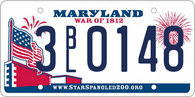 MD license plate 3BL0148
