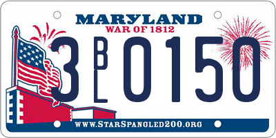 MD license plate 3BL0150