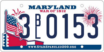 MD license plate 3BL0153