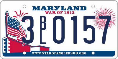 MD license plate 3BL0157